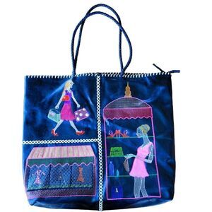 UNIQUE AND RARE Vintage Far Nine Black Shoppers Tote Bag